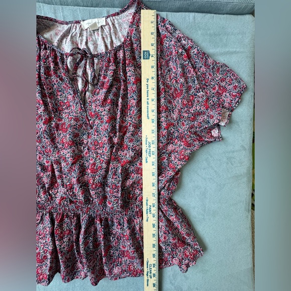 Red Dolman Sleeve Peplum Blouse Size L - Picture 5 of 6